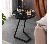 Modern C-Shaped Side Table Narrow Design for Living Room & Bedroom Heightened Anti-Fall Edge V-Shaped Bracket Black Desktop & Stand Versatile Indoor Use