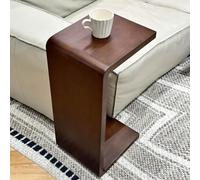 Modern C-Shaped Solid Wood Side Table Space-Saving Slim Couch End Table Versatile U-Shaped Coffee Table for Living Room & Balcony Stylish Fur for Small Spaces