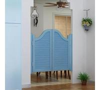 Modern Cafe Swing Doors, Solid Wood Saloon Swinging Doors with Hinges and Hardware for Kitchen Laundry Room Hallway Partition Customizable(Blue-A,135x100cm(53x39.4in))