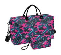 Modern Camouflage Magenta Black Light Decorative Luggage Travel Bag Gym Bag with Adjustable Strap for Business Trips Multifunctional bolsas Grandes para Mujer