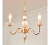 Modern Candle Chandelier Brass Pendant Ceiling Light Dining Table Lighting White Glass Hanging Chandeliers Pendant Lamps for Restaurant Bedroom Entryway