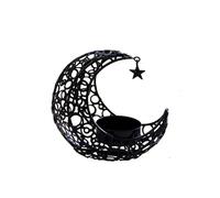 Modern Candle Holders Moon Black Gold Metal Candle Holder Creative Modern Romantic Wedding Christmas Domestic Decoration for Decor(Black)