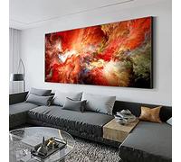 Modern Canvas Art Paintings For Wall Decorations Red Painting Abstract Cloud Large Size Wall Picture for Living Room 85x170cm(34x68in) With Frame
