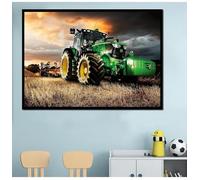 Modern Canvas Painting Tractor Farming Harvest Landscape Wall Art Decor Poster Home Decoration Picture 80x120cm frame
