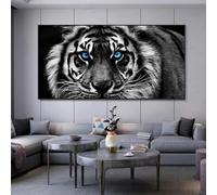 Modern Canvas Prints Black and White Tiger Head Painting Wall Art Posters Animal Art Picture Cuadros For Home Decor 60x110cm Frameless