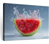 Modern Canvas Wall Art Prints 100L x 75W cm, Framed Food Fruit Watermelon Geometric Pictures for Bedroom, Bathroom & Living Room, Waterproof Home Azure Wall Artwork Decor for Yoga Office