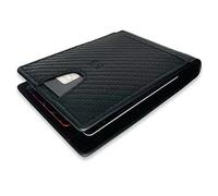 Modern Carry Minimal Bifold Wallet with Metal Money Clip, RFID Blocking Slim Leather Wallet for Men - Front Pocket Minimalist Wallet Holds Cards & Cash Securely - Black Carbon