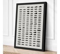 Modern Cars Reference Chart Canvas Wall Art Print 30x20 Inch