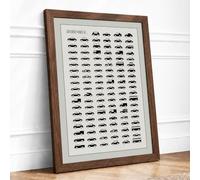 Modern Cars Reference Chart Graphic Design Framed Wall Art Print A4 (29.7×21cm) Walnut, Wall Decor for Living Room, Bedroom, Office & Home, Ready to Hang, Art Gift