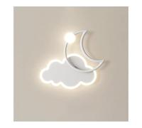 Modern Cartoon Cloud Moon Wall Sconce Acrylic Shade Wall Light Fixtures Three-Color Mode Iron Wall Lamp for Bedroom Living Room Hallway