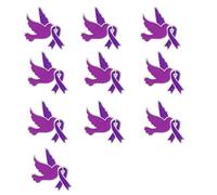 Modern Cartoon Design Purpled Ribbon Brooches 10PCS Pack Commemorative Badge for Students and Activists Alloy Corsage Pin