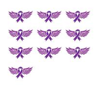 Modern Cartoon Design Purpled Ribbon Brooches 10PCS Pack Commemorative Badge for Students and Activists Commemorative Badge