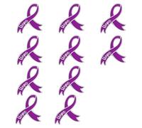 Modern Cartoon Design Purpled Ribbon Brooches 10PCS Pack Commemorative Badge for Students and Activists Commemorative Badge