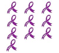Modern Cartoon Design Purpled Ribbon Brooches 10PCS Pack Commemorative Badge for Students and Activists Grape Ribbon Pin for Charity
