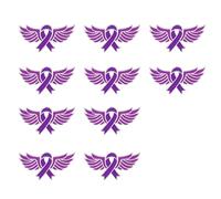 Modern Cartoon Design Purpled Ribbon Brooches 10PCS Pack Commemorative Badge for Students and Activists Alloy Corsage Pin