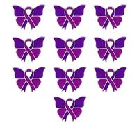 Modern Cartoon Design Purpled Ribbon Brooches 10PCS Pack Commemorative Badge for Students and Activists Alloy Corsage Pin