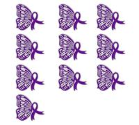 Modern Cartoon Design Purpled Ribbon Brooches 10PCS Pack Commemorative Badge for Students and Activists Grape Ribbon Pin for Charity