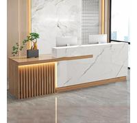 Modern Cash Register Counter with LED Lighting Computer Desk for Storefront Retail Checkout Station (A2 47.2 x 23.6 x 39.4 Inches) Stylish and Functional Design