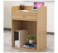 Modern Cashier Counter with Lockable Drawer Small Reception Stand Wooden Retail Podium Desk Stylish Hostess Table for Office & Business Use Space-Saving Design