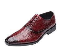 Modern Casual Crocodile Leather Shoes For Men - Oxford Shoes Patent Pointed Toe Leather Shoes Simple Lace Up Leather Shoes British Style Men's Leather Shoes Office Working Smart Leather Shoes
