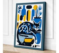 Modern Cat Among Geometry Canvas Wall Art Print 18x12 Inch