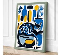 Modern Cat Among Geometry Canvas Wall Art Print 18x12 Inch