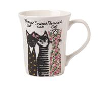 Modern Cat Bone China Mug 350ml Assorted Designs Lightweight Ceramic Tea & Coffee Cup, Gift Mug for Cat Lovers (Meow Cat)