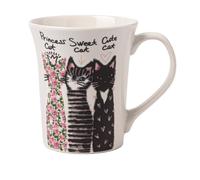 Modern Cat Bone China Mug 350ml Assorted Designs Lightweight Ceramic Tea & Coffee Cup, Gift Mug for Cat Lovers (Princess Cat)