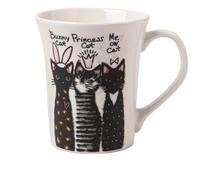 Modern Cat Bone China Mug 350ml Assorted Designs Lightweight Ceramic Tea & Coffee Cup, Gift Mug for Cat Lovers (Bunny Cat)