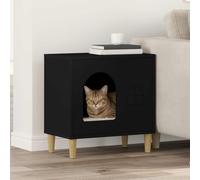 Modern Cat House, Black Engineered Wood, 51x30x52 cm Indoor Cat Furniture, Durable Pet Hideaway & Play Area for Cats, Easy Assembly