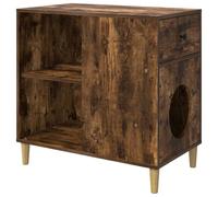 Modern Cat House Smoked Oak 72 x 42.5 x 70 cm Engineered Wood Indoor Feline Re with Assembly Accessories