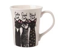 Modern Cat Bone China Mug 350ml Assorted Designs Lightweight Ceramic Tea & Coffee Cup, Gift Mug for Cat Lovers (Bunny Cat)