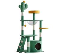 Modern Cat Tree for Large Cats with Clear Bowl, Scratch Post, and Extra Tall Condo for Indoor Big Cats