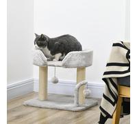 Modern Cat Tree with Scratching Posts and Plush Perches for Indoor Cats, Multi-Level Playhouse with Cozy Condo and Hanging Toys