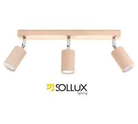 Modern Ceiling Lamp BERGE 3 Wood Natural Wood GU10 LED SOLLUX LIGHTING Bedroom