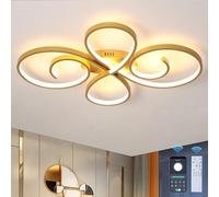 Modern Ceiling Light 70 cm with Remote Control, Dimmable LED Chandelier with Timer, Light Adjustment Lights, Memory Function, 58 W, 5000 Lumens, for Living Room, Bedroom, Gold