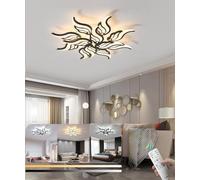 Modern Ceiling Light Dimmable Living Room LED Ceiling Lamp with Remote Control 72W Fancy Ceiling Light Fashions Acrylic Pendant Lamp for Bedroom Dining Room Office (Black, 12heads)