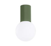 SOLLUX lighting Ceiling Light - Ceiling Lamp LED - Kitchen Bathroom Bedroom Living Room Hall - Aluminium and Glass - 1-Light - LED Bulb - Olive Green Halo