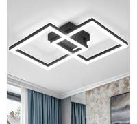 Modern Ceiling Light LED 22W 47cm Cool White Light 6500K Square Black Ceiling Lights fixtures LED for Hallway Office Bedroom Kitchen Living Room Bedroom Entryway Balcony Stair Dining Room (Black)