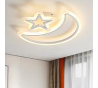 Modern Ceiling Light, LED Dimmable 3000K-6500K with Remote Control Ceiling Light Fixtures, 38W Moon-Stars Design White Flush Mount Ceiling Light for Bedroom, Living Room, Dining Room