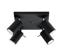 Ceiling lamp LED Ring SL.0094 SOLLUX Modern Plafond lamp Black GU10 4-Light Steel Round for the Kitchen and the Bedroom