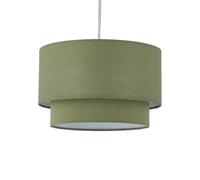 Modern Ceiling Light Shade, Sage Green Cotton, Tiered Design, Easy Fit Pendant Shade for Living Room or Bedroom