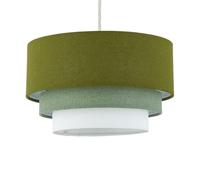Modern Ceiling Light Shade, Sage Green Ombre Linen, Layered Design, Easy Fit Pendant Shade for Living Room or Bedroom