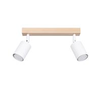 Modern Ceiling Light VERDO 2 2-Light Steel White/Wood GU10 LED SOLLUX LIGHTING