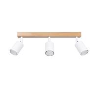 Modern Ceiling Light VERDO 3L 3-Light Steel White/Wood GU10 LED SOLLUX LIGHTING