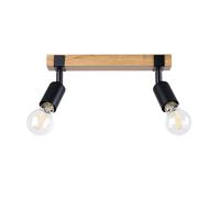 Modern Ceiling Light ZUCA 2 2-Light Steel Black/Wood E27 LED SOLLUX LIGHTING