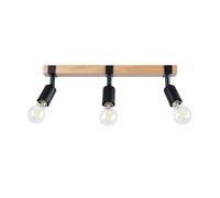 Modern Ceiling Light ZUCA 3 3-Light Steel Black/Wood E27 LED SOLLUX LIGHTING