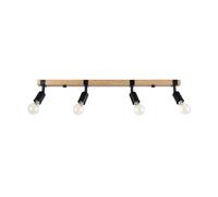 Modern Ceiling Light ZUCA 4 4-Light Steel Black/Wood E27 LED SOLLUX LIGHTING