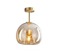 Modern Ceiling Lighting Minimalist Nordic Global Led Smoke Grey/Amber Glass Flush Mount Ceiling Light Aisle Corridor Lamp Creative Living Room Lights E27/Amber/B