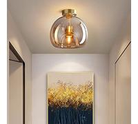 Modern Ceiling Lighting Minimalist Nordic Global Led Smoke Grey/Amber Glass Flush Mount Ceiling Light Aisle Corridor Lamp Creative Living Room Lights E27/Amber/a